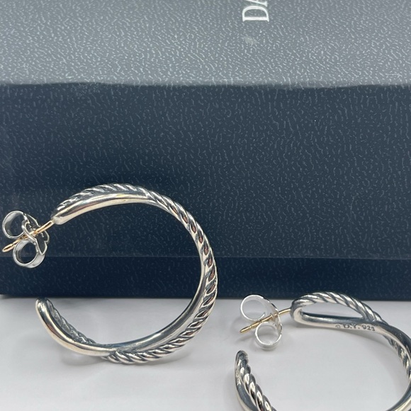 David Yurman Crossover Hoop Earrings in Sterling Silver, 33.7mm - Picture 5 of 10